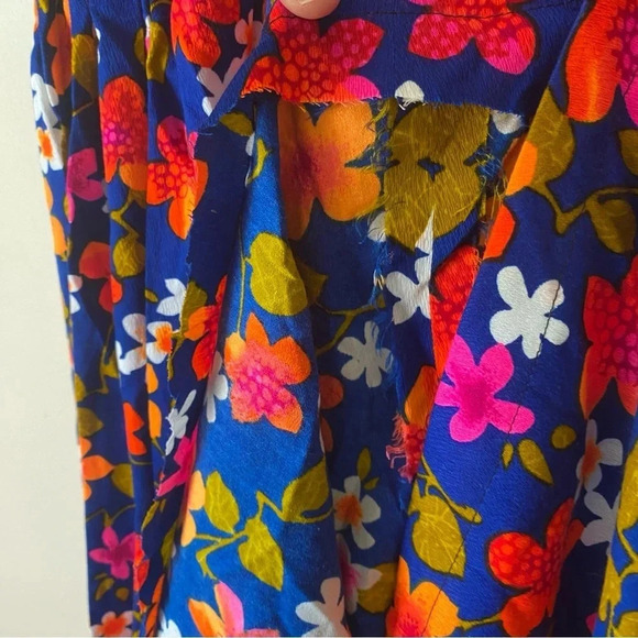 Vintage 70s Bright Electric Floral Handmade Puff Sleeve Midi Maxi Dress Retro - Picture 12 of 13